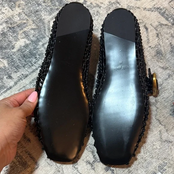 cult gaia Black Woven Mary Jane Flat with Gold Buckle - Picture 3 of 5